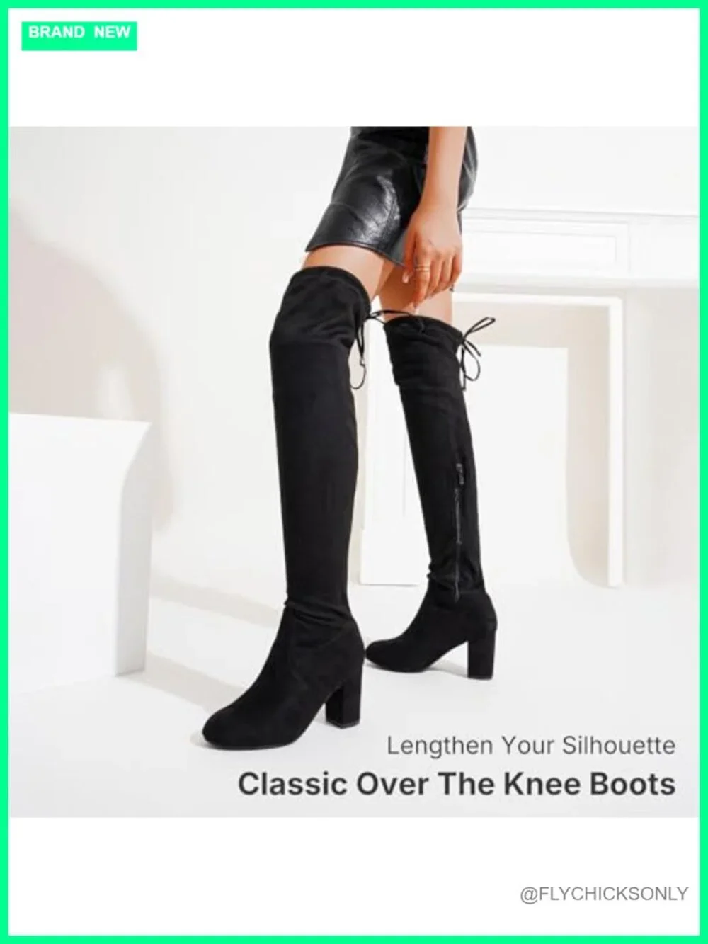 Thigh High Suede Boots, Over the Knee Chunky Heel, Round Toe, Zipper, Memory